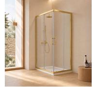 Paroi de douche 70x100x190 cm profils or brossé verre transparent | City