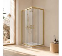 Paroi de douche 70x70x190 cm profils or brossé verre transparent | City