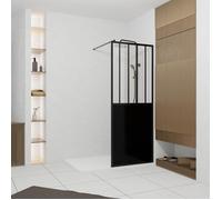 Paroi de douche 80x200 cm type Verriere - Verre trempe et Structure aluminium noir mat - GLASSY