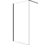 Paroi de Douche 90x200cm en Verre Trempé Transparent 8mm Anticalcaire - Profilé Noir Mat - LINA