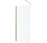 Paroi de Douche 90x200cm Verre Transparent - Barre de Fixation Extensible et Profil Or Brossé