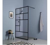 PAROI DE DOUCHE À L'ITALIENNE 110CM VERRE CLAIR CADRE NOIR