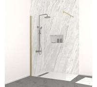 Paroi de douche à l'italienne 120x200 cm verre trempé 8 mm - Or Doré Brossé - FREEDOM 2 GOLD
