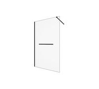 Paroi de douche à l'italienne avec porte-serviette - 120 x 200 cm - Noir mat - Verre trempé - KRISTEN