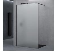 doporro Paroi de Douche à L'italienne Opaque 100cm Pare-Douche Verre de Sécurité 10mm Bremen02VS 100x200cm Profilé Noir Stabilisateur Rectangulaire