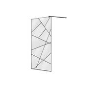 Vente-unique - Paroi de douche à l'italienne sérigraphiée - Noir mat - 120 x 200 cm - TRISEO