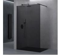 doporro Paroi de Douche Pare-Douche Verre de Securite Gris Teinté 8mm Douche à L'Italienne Barre de Stabilisation Inox Bremen1VG 100x200cm