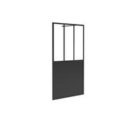 Vente-unique - Paroi de douche à l'italienne style atelier - Noir mat - 100 x 200 cm - URBANIK
