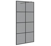 Paroi de douche à l'italienne - vidaXL - Verre trempé - Noir - 100x195 cm - Cadre ajustable - Barre de soutien 100 cm