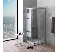 CABINE DE DOUCHE ANGULAIRE 75X75 CRYSTAL SÉRIGRAPHIÉ PROFILÉ BLANC VENERE