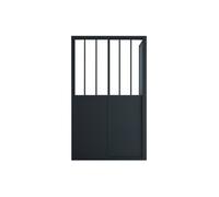 Paroi de douche avec porte coulissante noir mat style industriel - 120 x 80 x 195 cm - URBANIK
