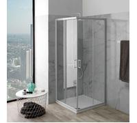 Paroi de douche carré 80x80 avec profils blancs | Venere
