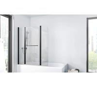 Paroi de douche CITY, 125 x 140 cm - 3 parties pliables - montage possible des deux côtés - verre de sécurité trempé d'une épaisseur de 4 mm - design noir mat