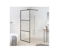 vidaXL Paroi de douche pour douche à l'italienne 90x195 cm Verre ESG semi-mat noir