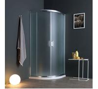 Kiamami Valentina - Paroi de douche semi-circulaire 80x80 verre dépoli 6 mm ouverture coulissante | Giada