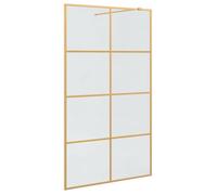 Paroi de douche en verre trempé - vidaXL - 115x195 cm - Doré - Verre trempé - Cadre ajustable - Barre de soutien 100 cm
