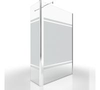 Pack Paroi de Douche et Volet Pivotant 120+40x200 cm - Bandeau Miroir - Barre de Fixation Chrome