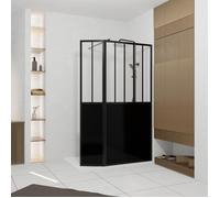Paroi de Douche Façon Verrière avec Volet Pivotant - 90+40x200 cm - Verre Transparent et Noir