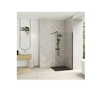 Paroi de douche fixe 130 cm Smart Design Solo noir mat