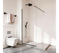 Paroi de douche fixe VEVOR en verre (864 x 1870 mm) avec cadre partiel, porte en verre de sécurité clair de 8 mm d'épaisseur avec joint de sol et ferrures, paroi de douche séparée pour salle de bains,