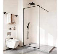 Paroi de douche fixe VEVOR en verre (864 x 1870 mm) sans cadre, porte en verre de sécurité clair de 8 mm d'épaisseur avec joint de sol et ferrures, paroi de douche Paroi de douche pour salle de bains,