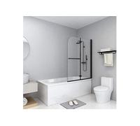 Paroi de douche - Noir - 2 panneaux - 95 x 140 cm - Verre de sécurité - Design pliant