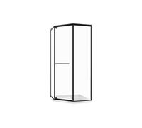 Paroi de douche pentagonale avec receveur - 90 x 90 x 195 cm - Noir mat - CRISTELIO