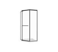 Vente-unique - Paroi de douche pentagonale avec receveur - 90 x 90 x 195 cm - Noir mat - CRISTELIO