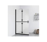vidaXL Paroi de Douche Pliable Cloison de Baignoire Accessoire de Salle de Bain Cloison de Douche Maison Intérieur Verre ESG 151193 Noir G