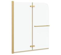Paroi de douche pliable - vidaXL - 120x140 cm - Or - Verre trempé - Aluminium - Largeur réglable - Rotatif - Pliable