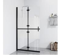 Paroi de douche pliable - vidaXL - Verre ESG demi-dépoli - 70x190 cm - Épaisseur 5 mm - Noir - 4 panneaux