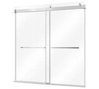 Paroi de douche sans cadre SucceBuy pour baignoire, dimensions 1524x1524 mm, verre trempé transparent de 8 mm d'épaisseur, porte coulissante double avec poignées en acier inoxydable et revêtement nano