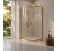 Paroi de douche semi-circulaire 90x90x190 cm or brossé verre transparent | City