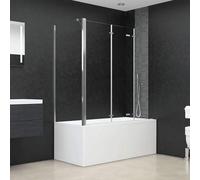 Paroi de douche séparative de 120x69x130 cm, habillage de baignoire en verre trempé avec profilé en aluminium, porte de douche pliante pour salle de bain, protection anti-éclaboussures pour baignoire