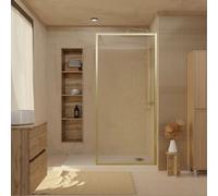Paroi de Douche Verre Ondulé 6 mm - 90x200 cm - Cadre et Bras Aluminium Or Brossé