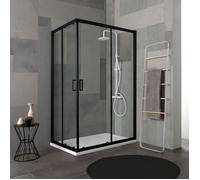 Kiamami Valentina - Cabine de douche 80x120 profil noir mat verre clair | City