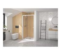 Paroi douche porte pivotante SUPRA P profilé blanc verre transparent 90cm - KINEDO - PA1522BTN Blanc G