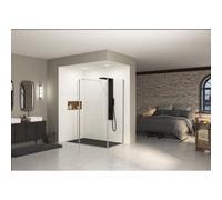 Paroi Ekinox renvoi angle 70 profilé Inox, verre transparent - KINEDO PA4260ITNE