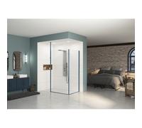 Paroi Ekinox renvoi angle 70 profilé kobalt, verre transparent - KINEDO PA4260KTNE