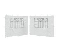 Paroi Latérale pour Tonnelle Lot de 2, Panneaux Latéraux Rideau Pergola Panneau pour Pavillon 2 pcs avec fenêtre PE Blanc 300 x 195 cm