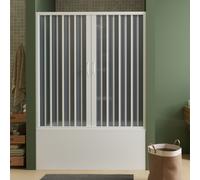 PAROI PARE-BAIGNOIRE DOUCHE PLIANTE PVC BLANC 150 CM OUVERTURE CENTRALE H 150