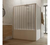 PAROI PARE-BAIGNOIRE DOUCHE PLIANTE PVC BLANC OUVERTURE CENTRALE H 150 RECTANGLE