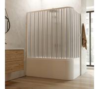 PAROI PARE-BAIGNOIRE DOUCHE PLIANTE PVC BLANC OUVERTURE LATERALE H 150 RECTANGLE