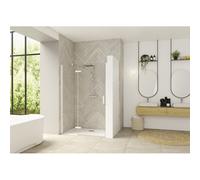Paroi Smart Design P Charnières sans seuil 140 blanc transparent gauche - KINEDO PA1416BTNEG