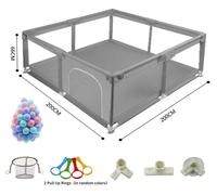 Parois de contention pour bébé - Modèle HN-669-2020 - 200 x 200 cm - Pliable - Panneaux latéraux en filet respirant - Structure en acier inoxydable - Motifs d'animaux