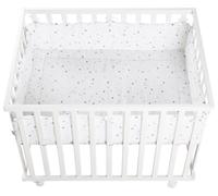 Roba Parc Bébé 100x75 Cm + Tour De Parc "Sternenzauber" Imprimé Étoiles + 4 Roues - Bois Blanc Blanc