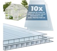 Parois découpables - TECTAKE - Lot de 10 plaques doubles paroi en polycarbonate SHINY résistantes intempéries, 121 x 60,5 x 0,6 cm