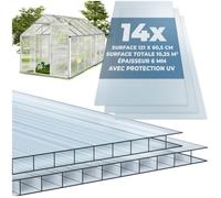Parois découpables - TECTAKE - Lot de 14 plaques SHINY doubles paroi en polycarbonate résistant, 121 x 60,5 x 0,6 cm - Transparent