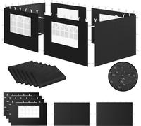 Parois latérales Zelsius pour pavillon 3 x 6 m, 6 pièces, noir, paroi latérale pour tente de jardin avec fenêtre, UV30