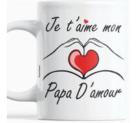 Paroles d'amour Cadeau Fete des Peres Mug Je t'aime Mon Papa d'Amour Cadeau Original pour l'anniversaire de papa fête de fin d'année Noel Idées cadeaux originale Fête des pères Tasse message